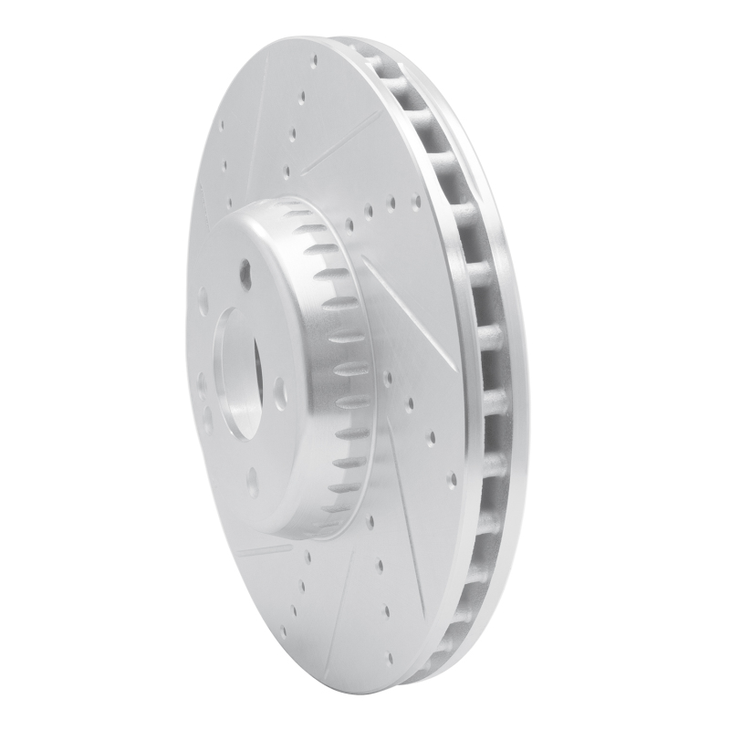 Mercedes-Benz C400 Brake Rotor (1) - Front Left - R1 Concepts - Drilled & Slotted - Silver - `15-`23